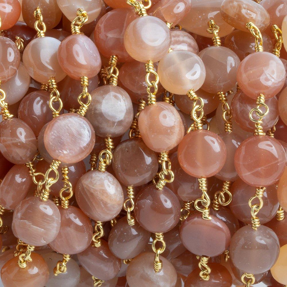 Multi Moonstone Plain Coin Gold Chain by the Foot 22 pieces - The Bead Traders