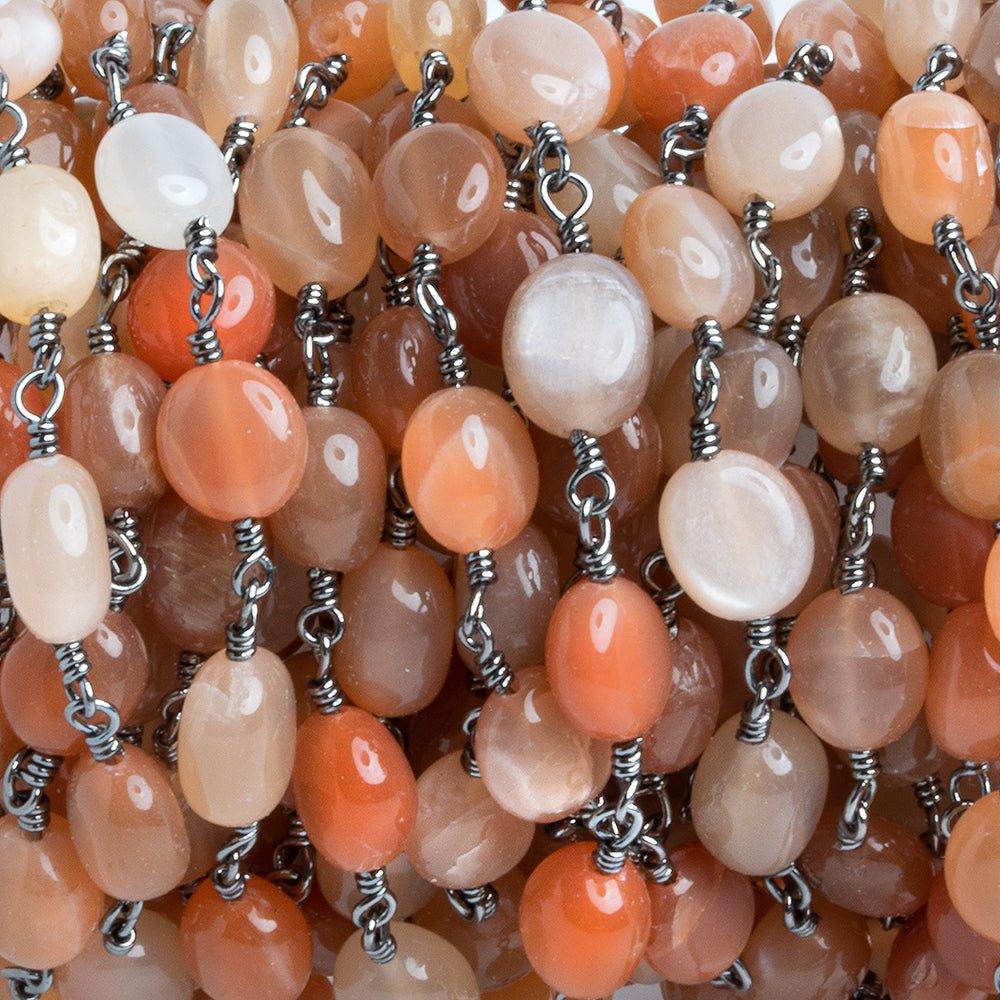 Multi Moonstone Plain Nugget Black Gold Chain by the Foot 24 pieces - The Bead Traders