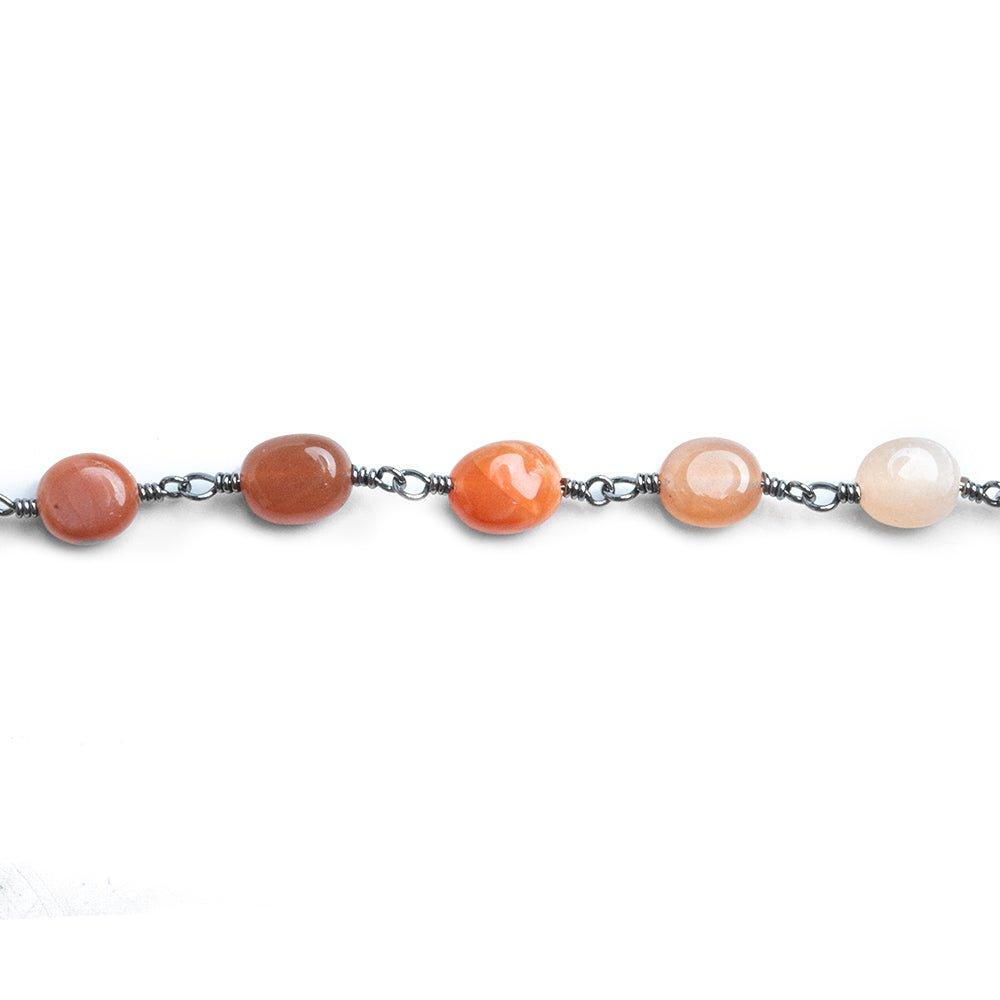 Multi Moonstone Plain Nugget Black Gold Chain by the Foot 24 pieces - The Bead Traders
