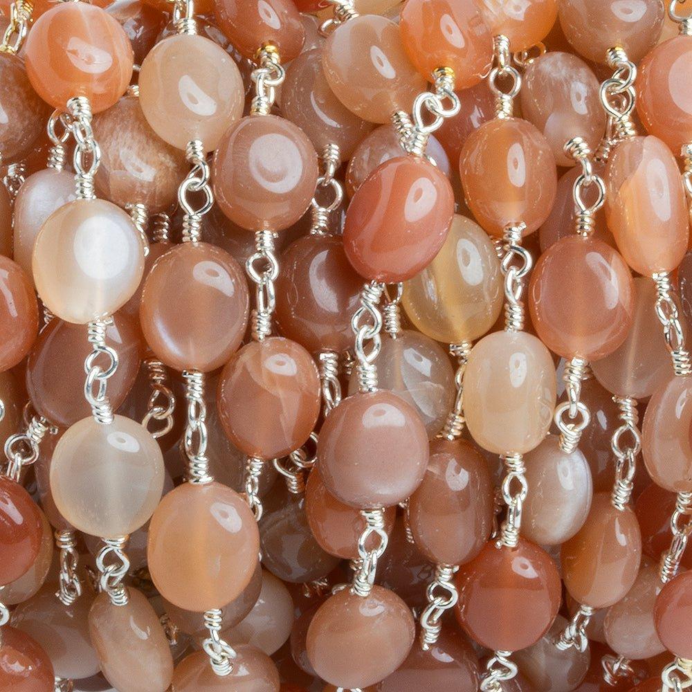 Multi Moonstone Plain Nugget Silver Chain by the Foot 21 pieces - The Bead Traders