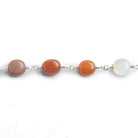 Multi Moonstone Plain Nugget Silver Chain by the Foot 21 pieces - The Bead Traders