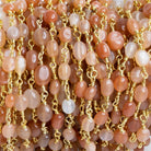Multi Moonstone Plain Oval Gold Plated Chain by the Foot 28 pieces - The Bead Traders
