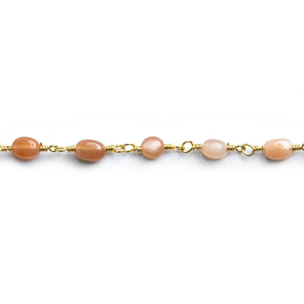 Multi Moonstone Plain Oval Gold Plated Chain by the Foot 28 pieces - The Bead Traders
