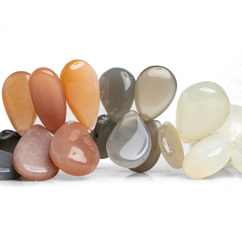 Multi Moonstone Plain Pear Beads 8 inch 48 pieces - The Bead Traders