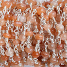 Multi Moonstone Plain Rondelle Silver Chain by the Foot 30 pieces - The Bead Traders