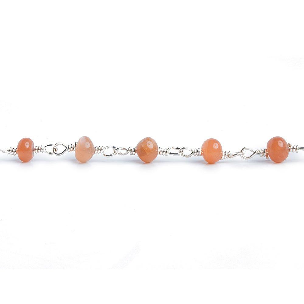 Multi Moonstone Plain Rondelle Silver Chain by the Foot 30 pieces - The Bead Traders