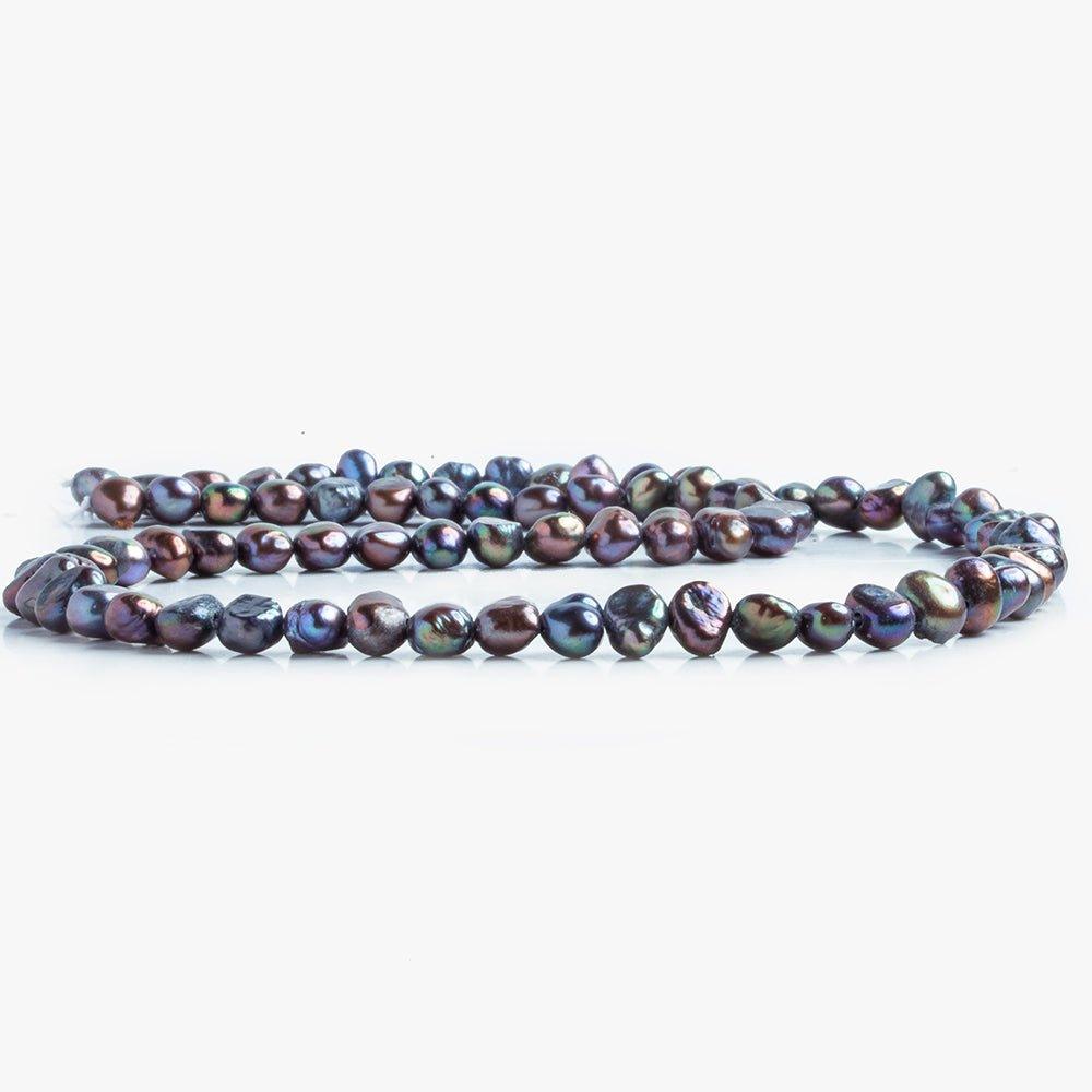 Multi Peacock Side Drilled flat sided Freshwater Pearls 16 inch 79 pieces 6x5mm - 7x5mm - The Bead Traders