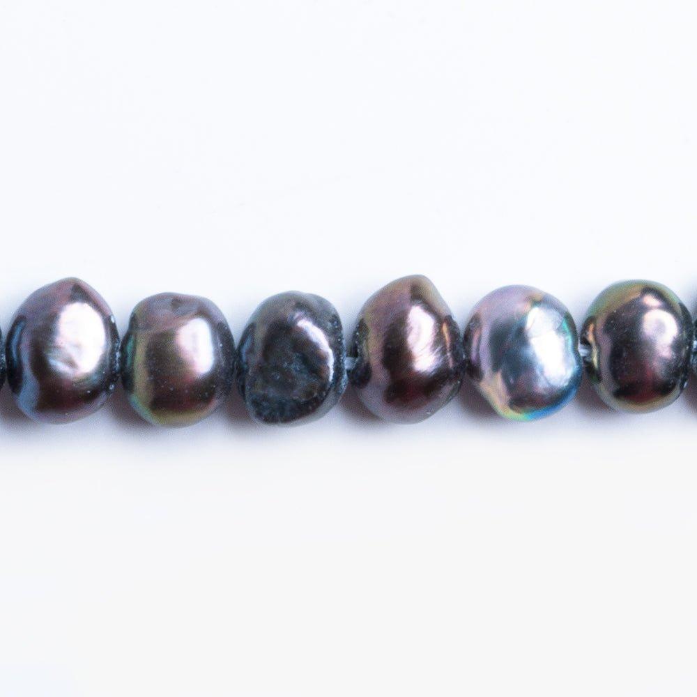 Multi Peacock Side Drilled flat sided Freshwater Pearls 16 inch 79 pieces 6x5mm - 7x5mm - The Bead Traders