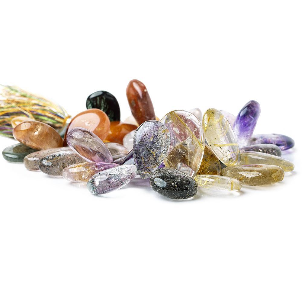 Multi Quartz Gemstone plain pears 8 inch 54 beads - The Bead Traders