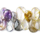 Multi Quartz Gemstone plain pears 8 inch 54 beads - The Bead Traders