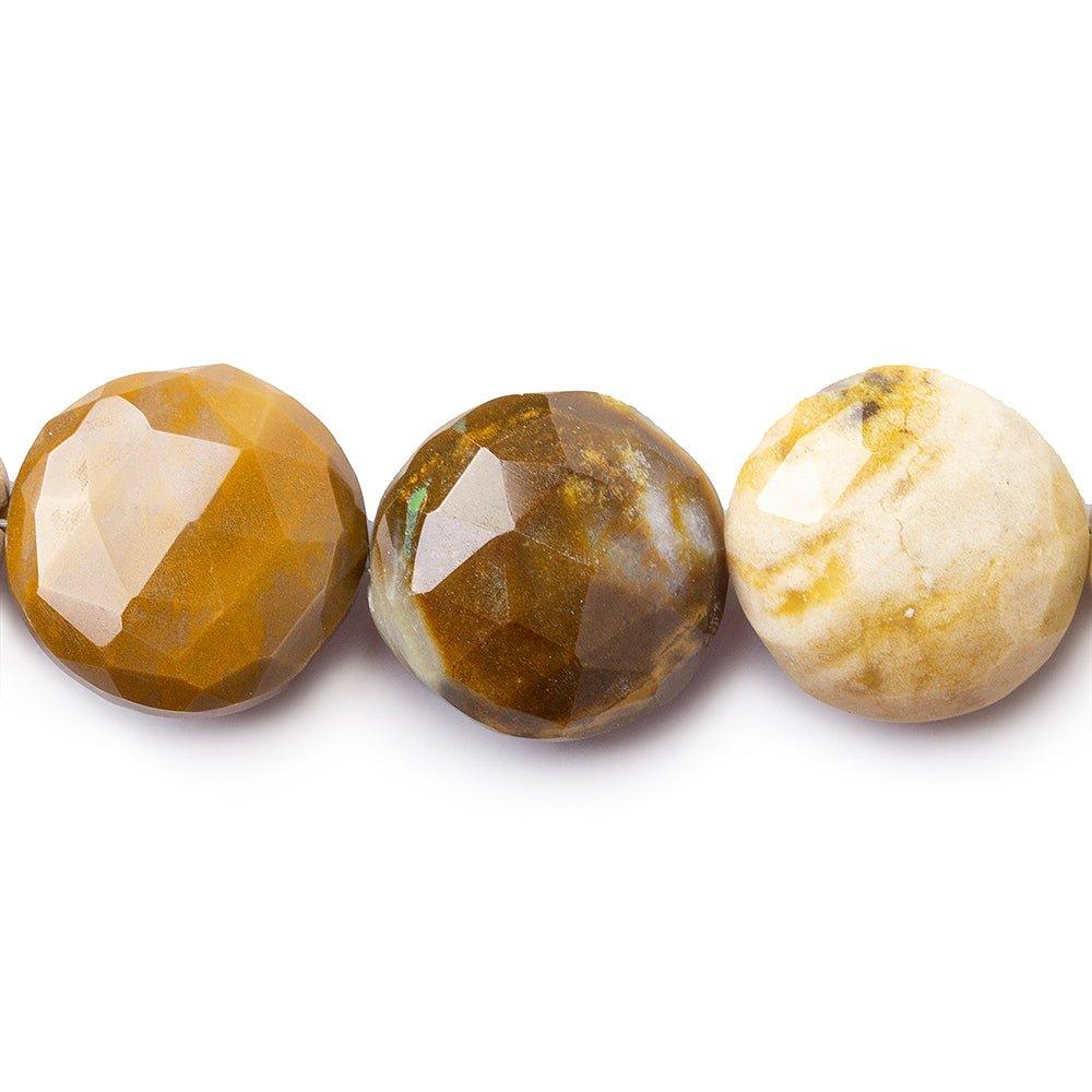 Multi Tonal Brown & Cream Jasper Faceted Coin Beads, 8" length, 14x8-16x9mm, 13 pcs - The Bead Traders