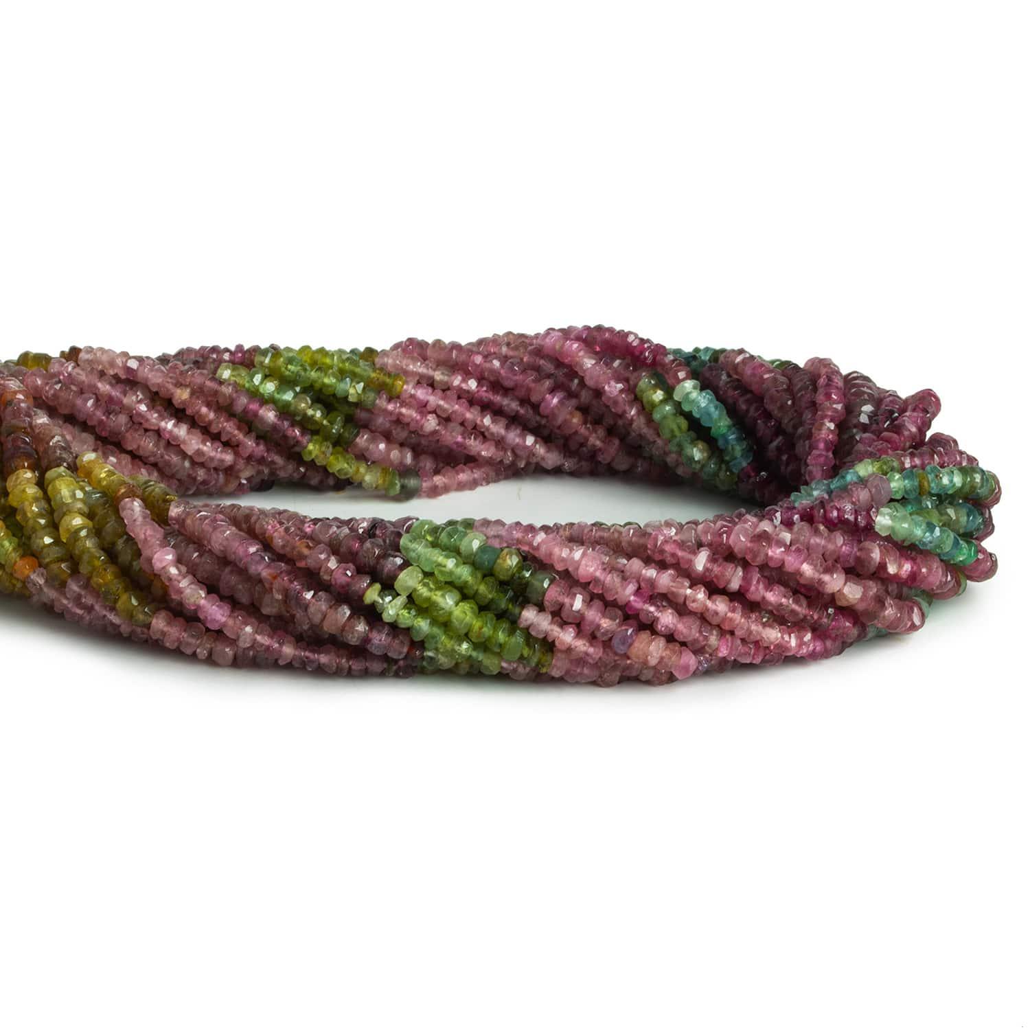 Multi Tourmaline Hand Cut Rondelles 14 inch 170 beads - The Bead Traders