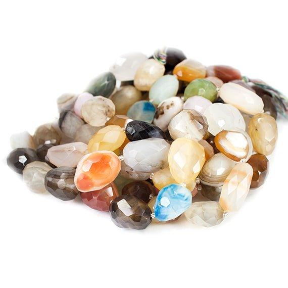 MultiColor Agate Faceted Nugget Beads 15 inch 17 pieces - The Bead Traders