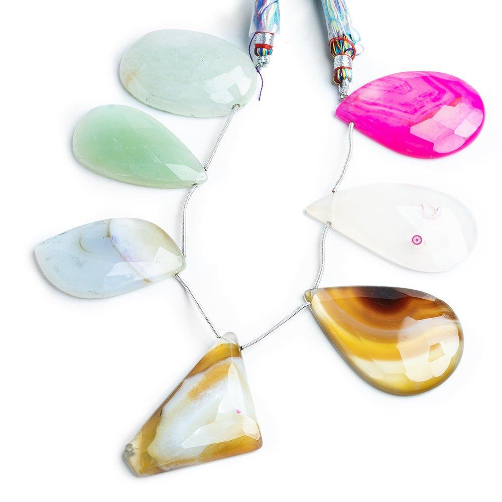 Multicolor Agate Top Drilled Freeshape Beads 8 inch 7 pieces - The Bead Traders