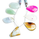 Multicolor Agate Top Drilled Freeshape Beads 8 inch 7 pieces - The Bead Traders
