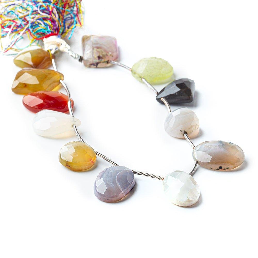 MultiColor Agate Top Drilled Mixed Shapes 12 Beads 13x13-18x14mm size range - The Bead Traders