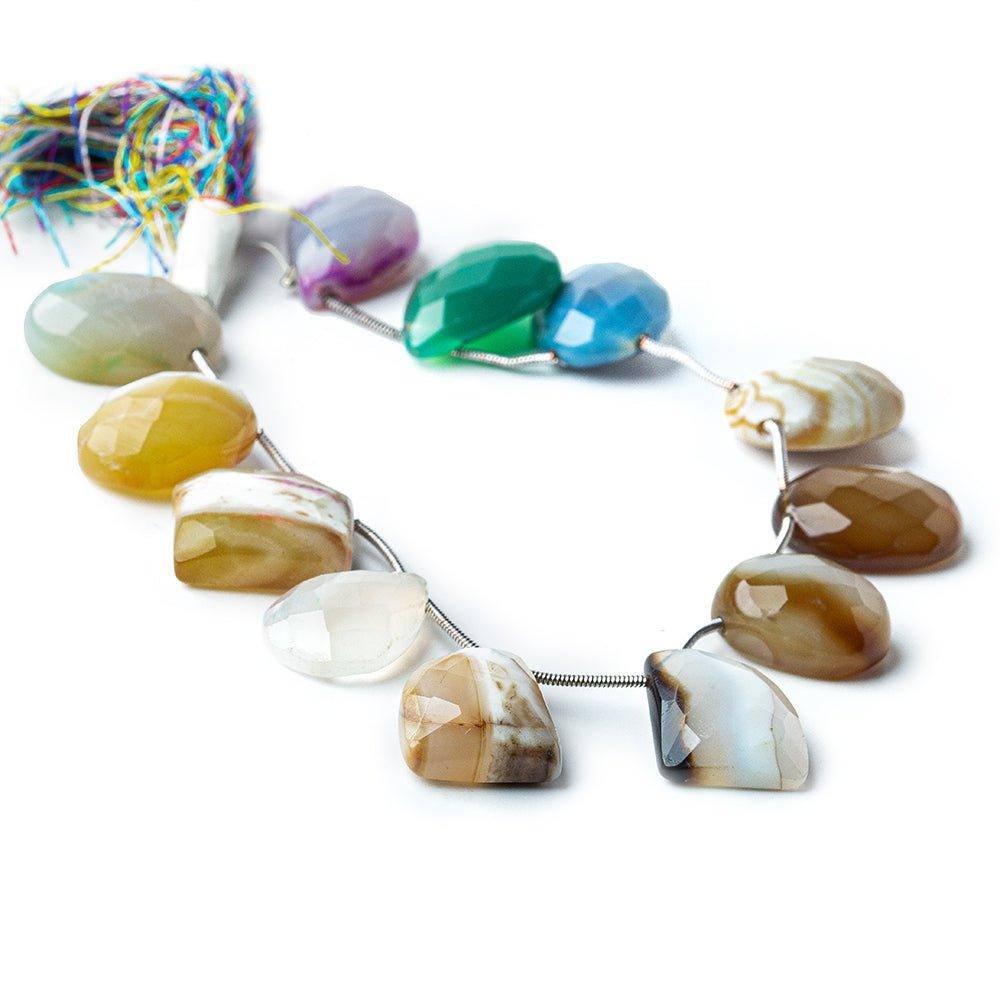 MultiColor Agate Top Drilled Mixed Shapes 12 Beads 18x15-21x15mm size range - The Bead Traders