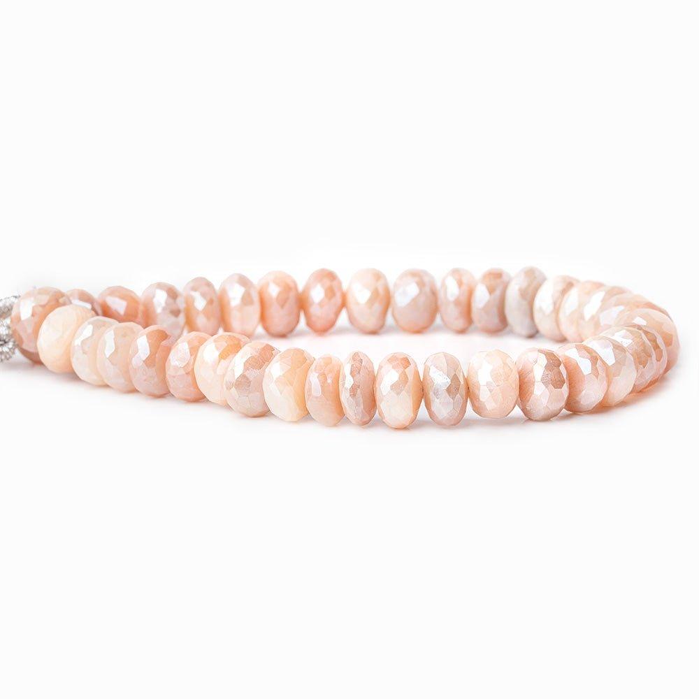 Mystic Angel Skin Peach Moonstone faceted rondelles 8 inch 9mm 38 beads - The Bead Traders