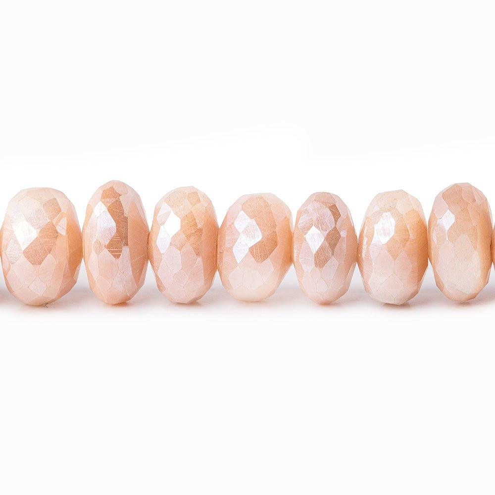 Mystic Angel Skin Peach Moonstone faceted rondelles 8 inch 9mm 38 beads - The Bead Traders