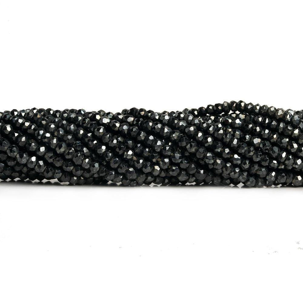 Mystic Black Spinel Faceted Rondelle Beads 14 inch 135 pieces - The Bead Traders
