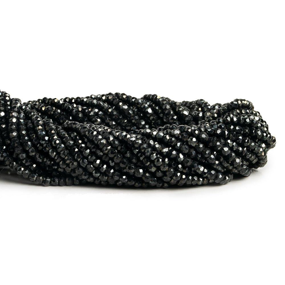 Mystic Black Spinel Faceted Rondelle Beads 14 inch 135 pieces - The Bead Traders