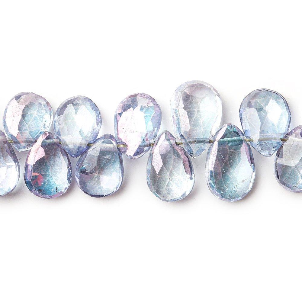 Mystic Blue Topaz faceted pears 8 inch 70 beads7x5mm - 8x6mm - The Bead Traders