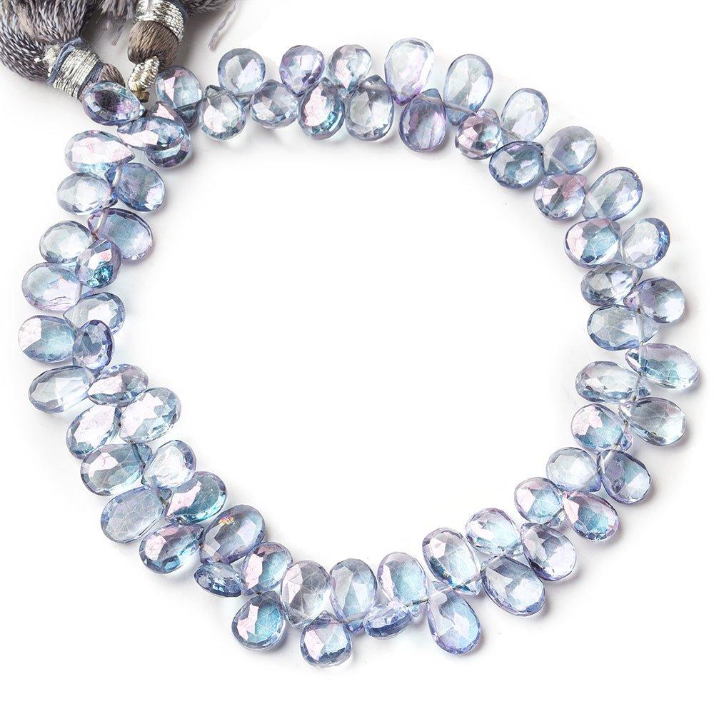 Mystic Blue Topaz faceted pears 8 inch 70 beads7x5mm - 8x6mm - The Bead Traders