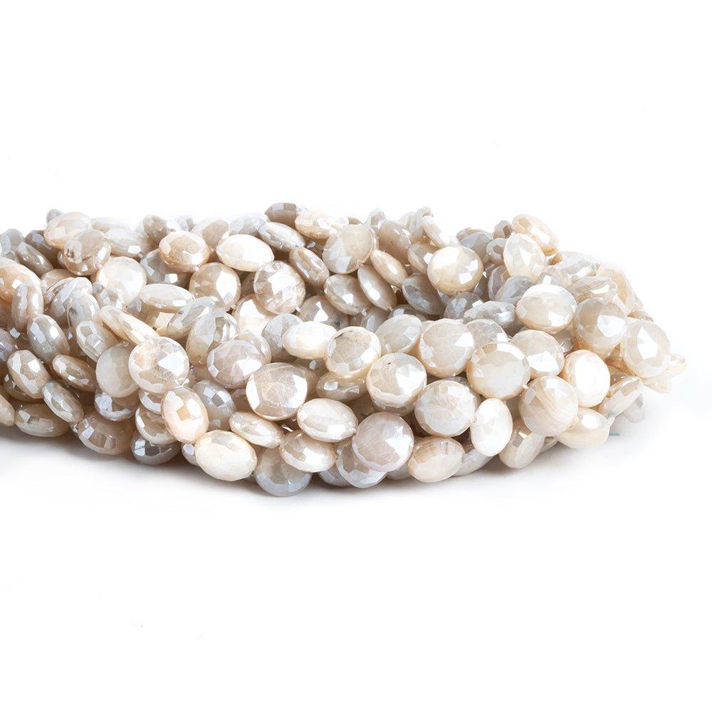 Mystic Cream Moonstone Faceted Coin Beads 14 inch 38 pieces - The Bead Traders