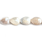 Mystic Cream Moonstone Straight Drilled Faceted Pear Beads 14 inch 37 pieces - The Bead Traders