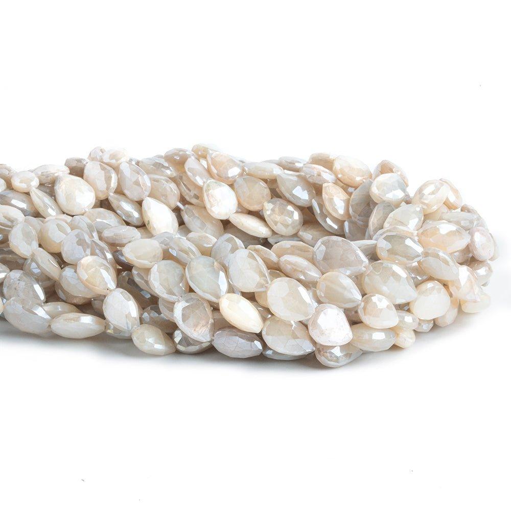 Mystic Cream Moonstone Straight Drilled Faceted Pear Beads 14 inch 37 pieces - The Bead Traders