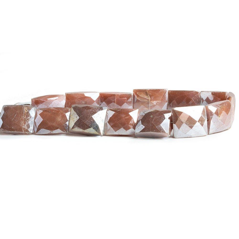 Mystic Dark Peach Moonstone Faceted Rectangle Beads 8 inch 17 pieces - The Bead Traders