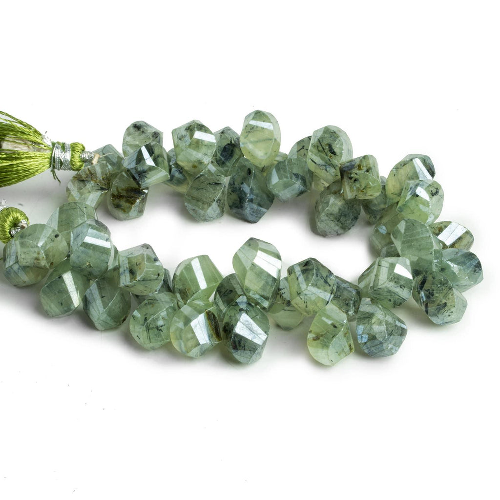 Mystic Dendritic Prehnite Faceted Twist Beads 8 inch 43 pieces - The Bead Traders