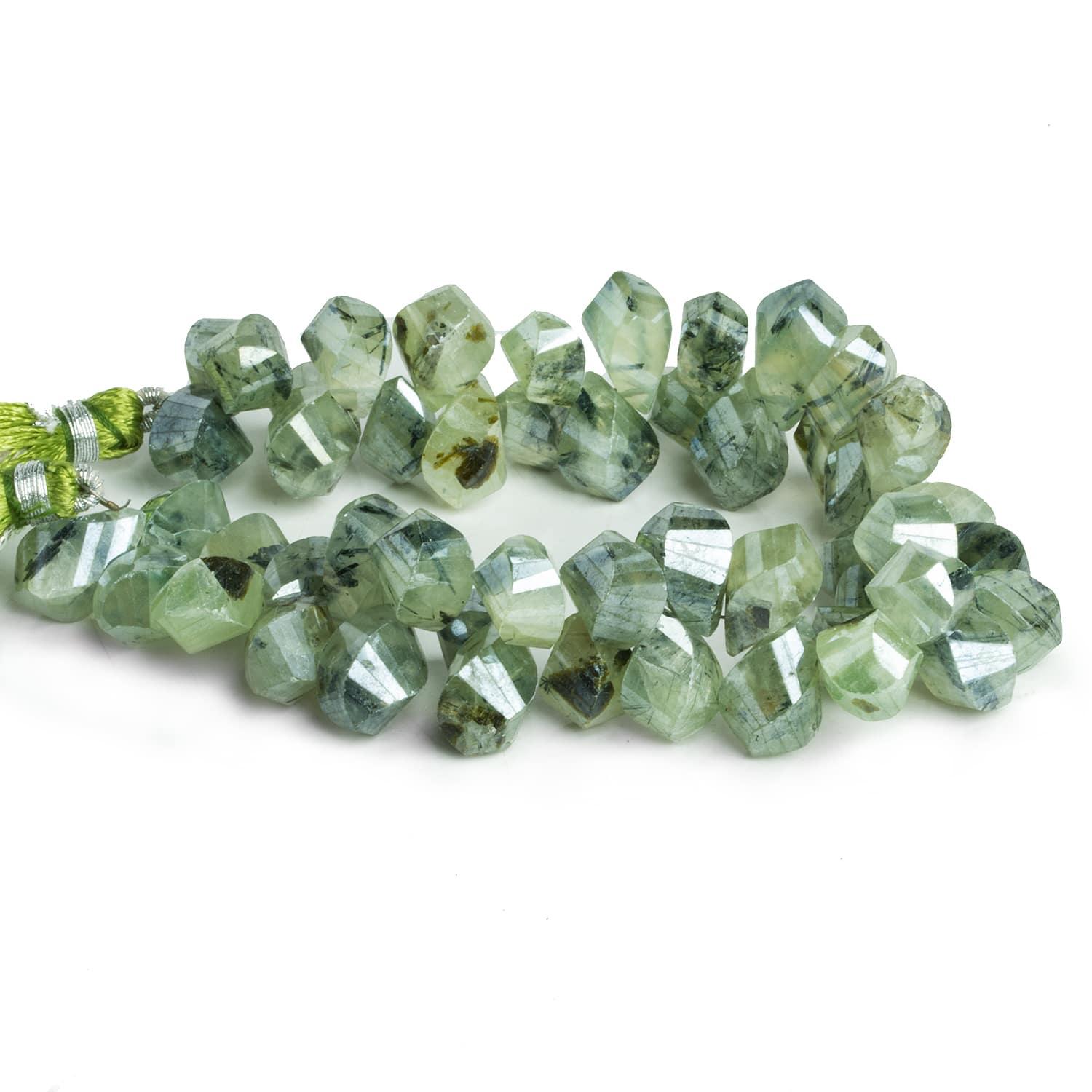 Mystic Dendritic Prehnite Faceted Twist Beads 8 inch 45 pieces - The Bead Traders