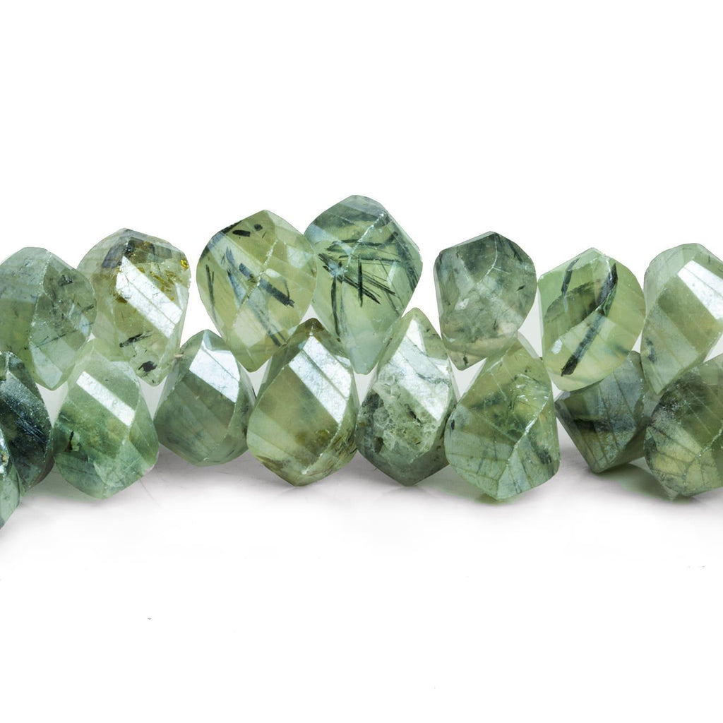 Mystic Dendritic Prehnite Faceted Twist Beads 8 inch 45 pieces - The Bead Traders