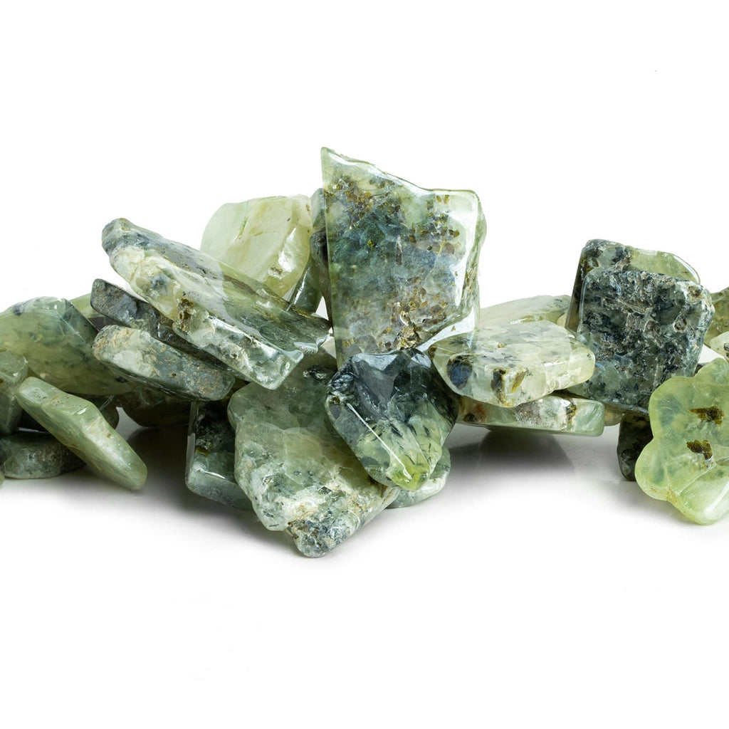 Mystic Dendritic Prehnite Slice Beads 7.5 inch 15 pieces - The Bead Traders