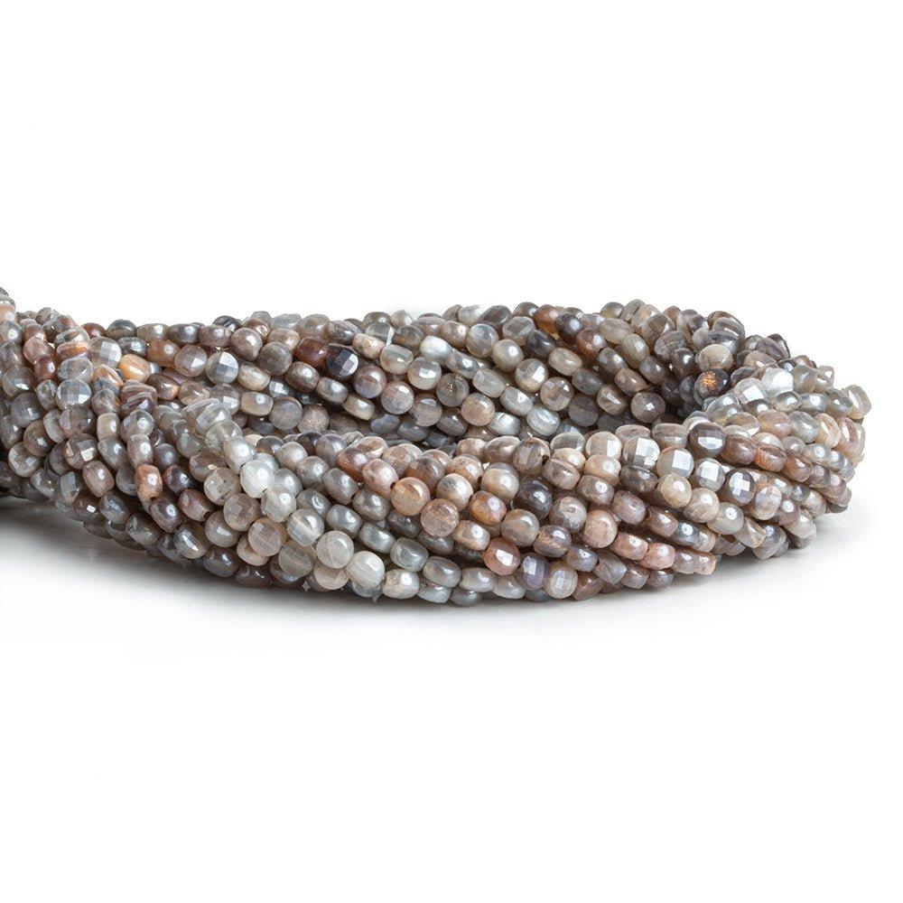 Mystic Feldspar checkerboard calibrated faceted coins 12 inch 85 pieces - The Bead Traders