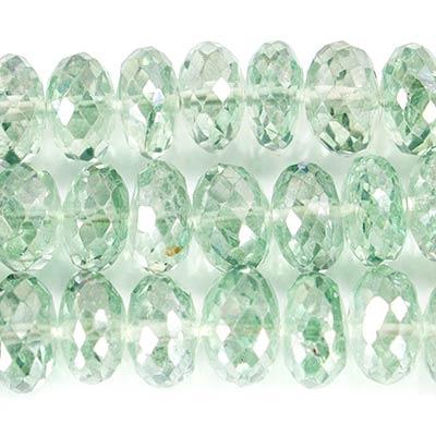 Mystic Green Quartz Faceted Rondelle Beads, 8" length, 7mm diameter, 46 pieces - The Bead Traders