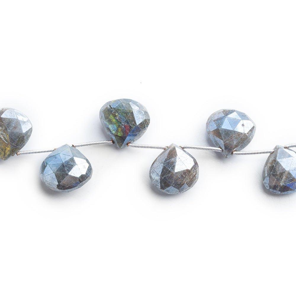 Mystic Labradorite Faceted Heart Beads 8 inch 13 pieces - The Bead Traders