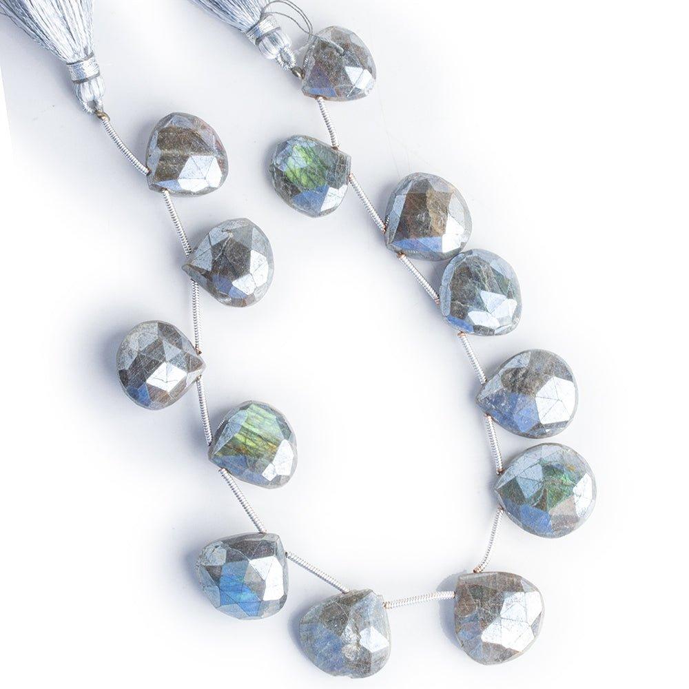 Mystic Labradorite Faceted Heart Beads 8 inch 13 pieces - The Bead Traders