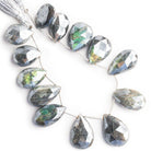 Mystic Labradorite Faceted Pear Beads 8 inch 13 pieces - The Bead Traders