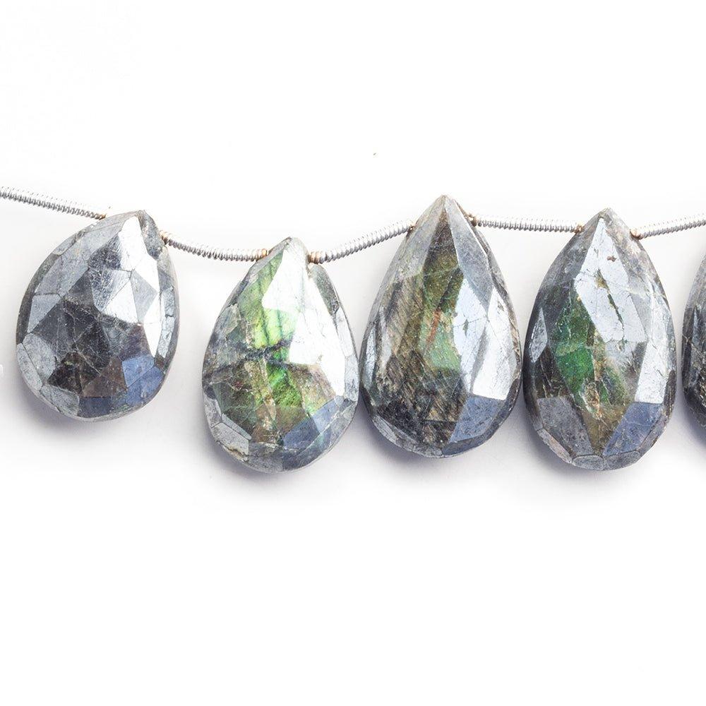 Mystic Labradorite Faceted Pear Beads 8 inch 13 pieces - The Bead Traders