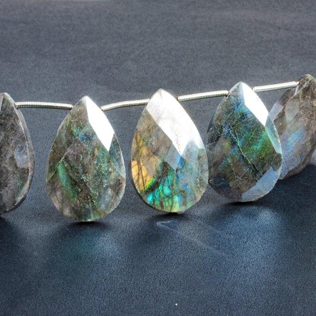 Mystic Labradorite Faceted Pears 8 inch 10 beads - The Bead Traders