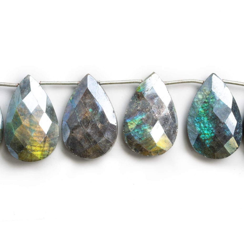Mystic Labradorite Faceted Pears 8 inch 10 beads - The Bead Traders