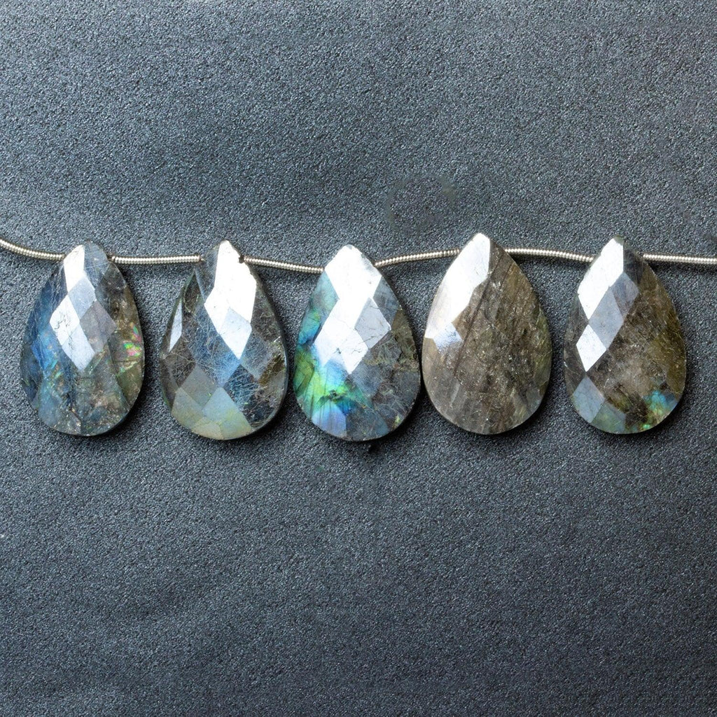 Mystic Labradorite Faceted Pears 8 inch 10 beads - The Bead Traders