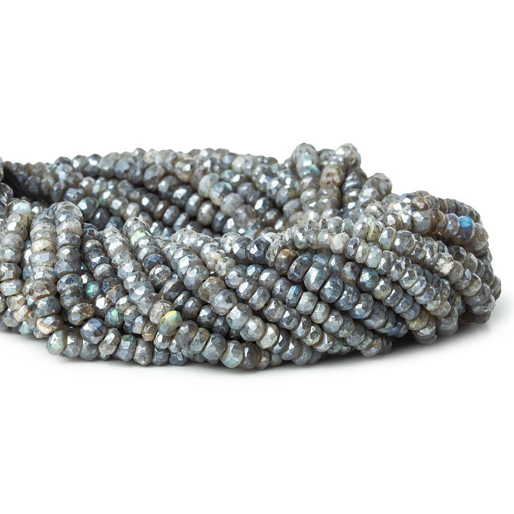Mystic Labradorite faceted rondelle 13 inch 114 beads - The Bead Traders