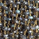 Mystic Labradorite faceted rondelle Gold Chain by the foot - The Bead Traders
