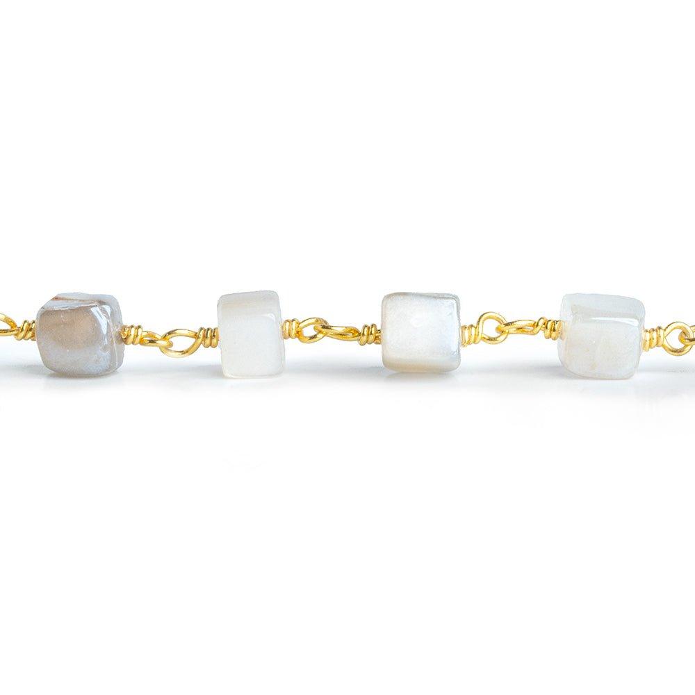 Mystic Moonstone Cube Gold Plated Chain by the Foot 22 pieces - The Bead Traders