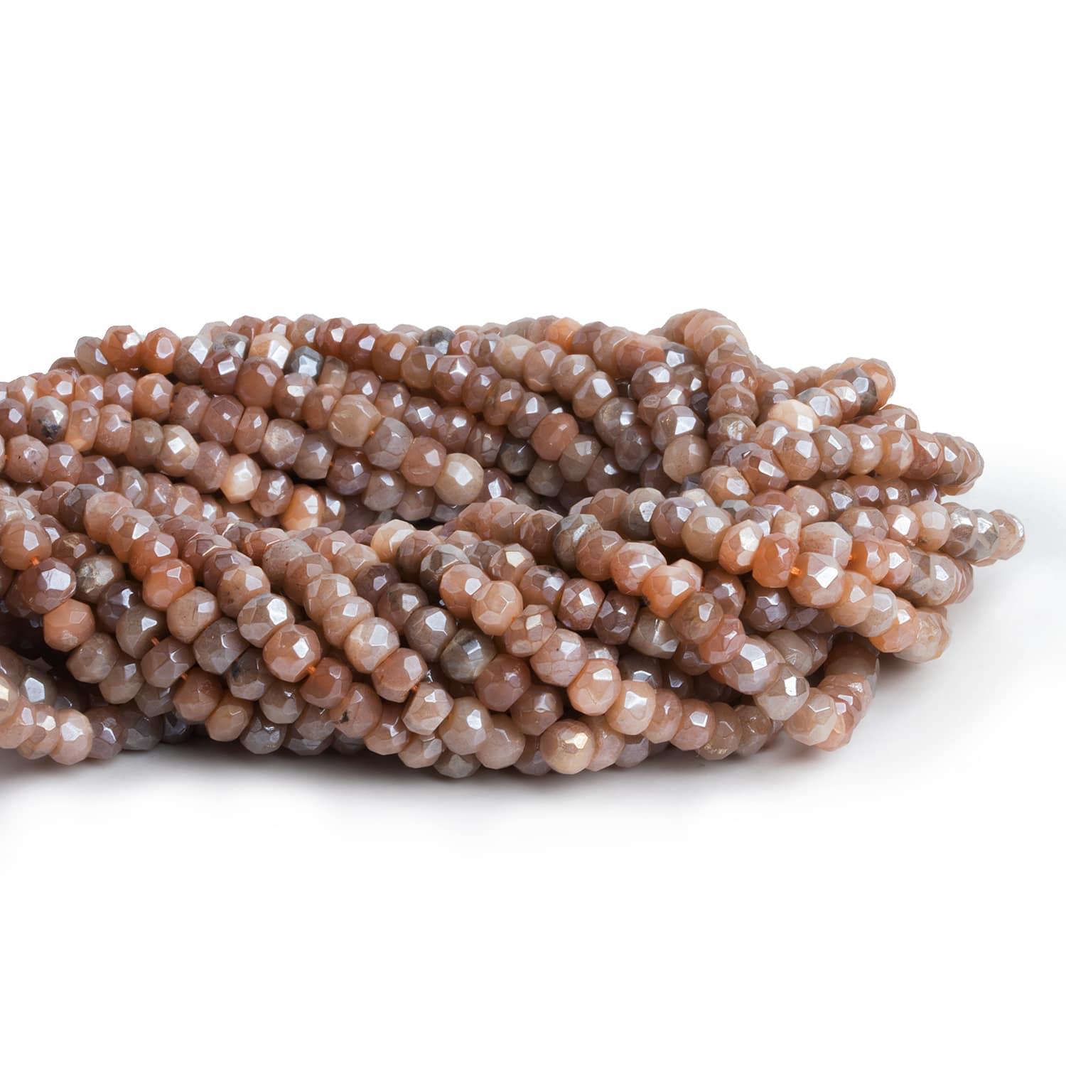 Mystic Moonstone Handcut Rondelles 12 inch 85 beads - The Bead Traders