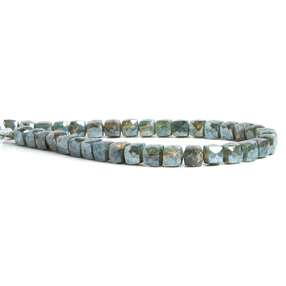 Mystic Moss Aquamarine Faceted Cube Beads 8 inch 35 pieces - The Bead Traders