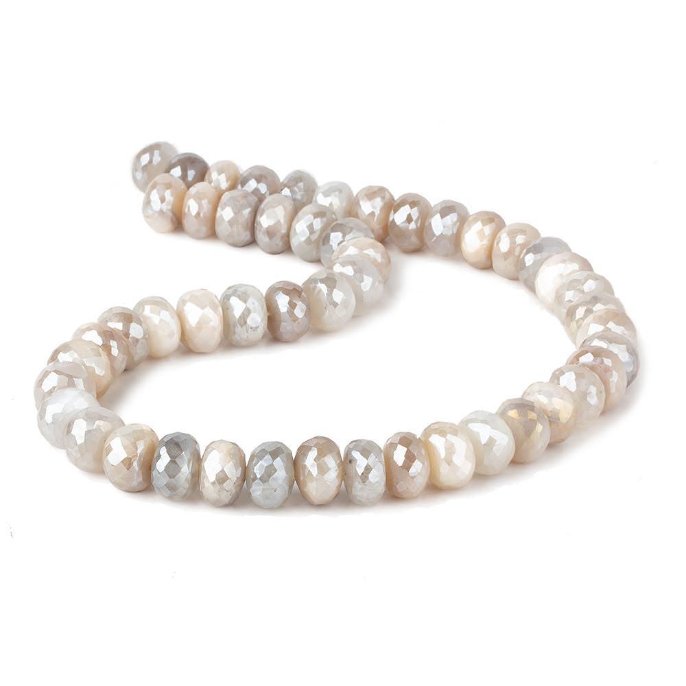 Mystic Multi Color Moonstone faceted rondelles 14 inch 48 beads - The Bead Traders